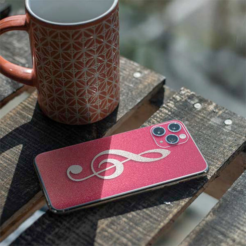 Pink Glitter Music Note iPhone 11 Pro Skin